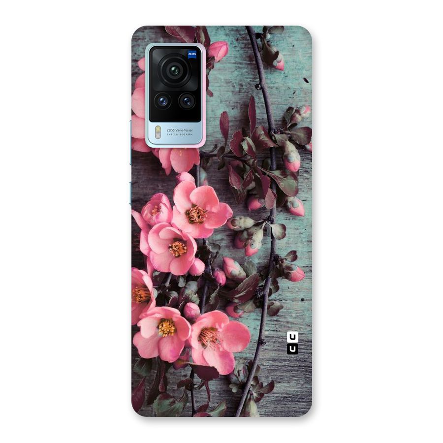 Wooden Floral Pink Back Case for Vivo X60 Pro