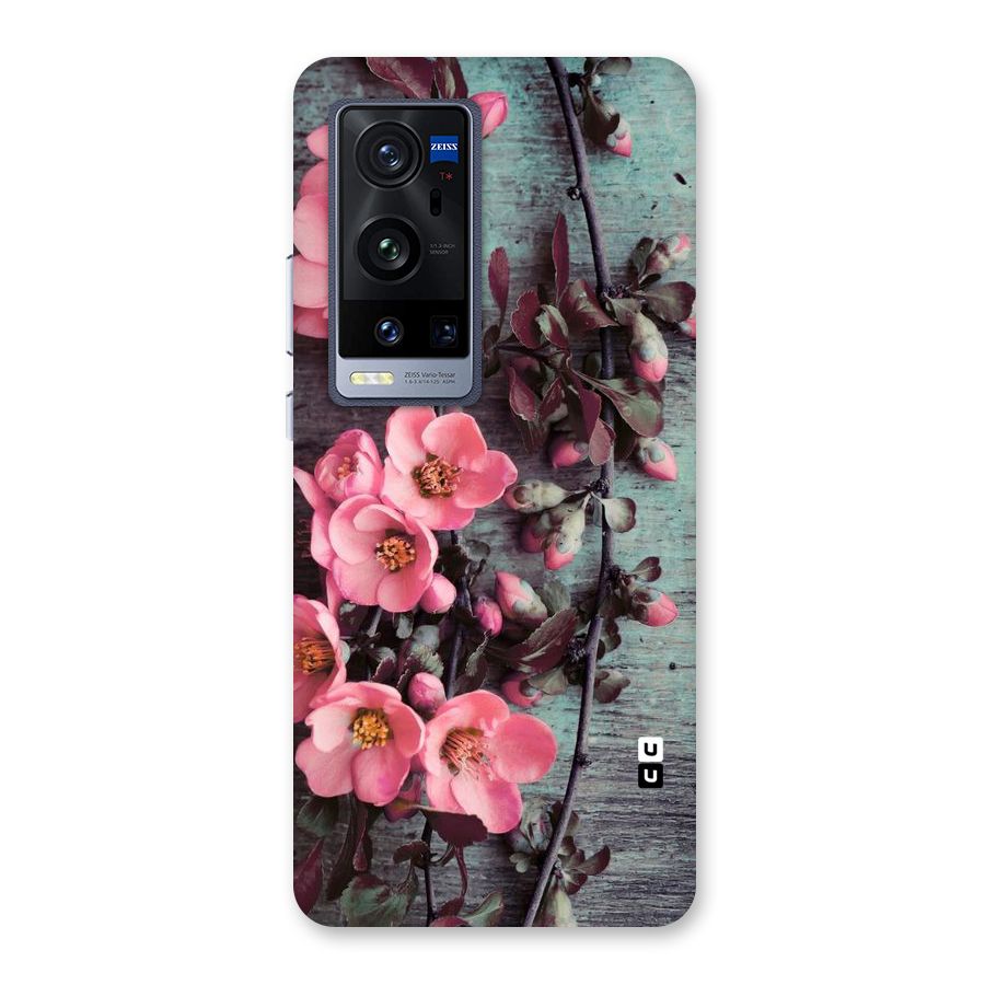 Wooden Floral Pink Back Case for Vivo X60 Pro Plus