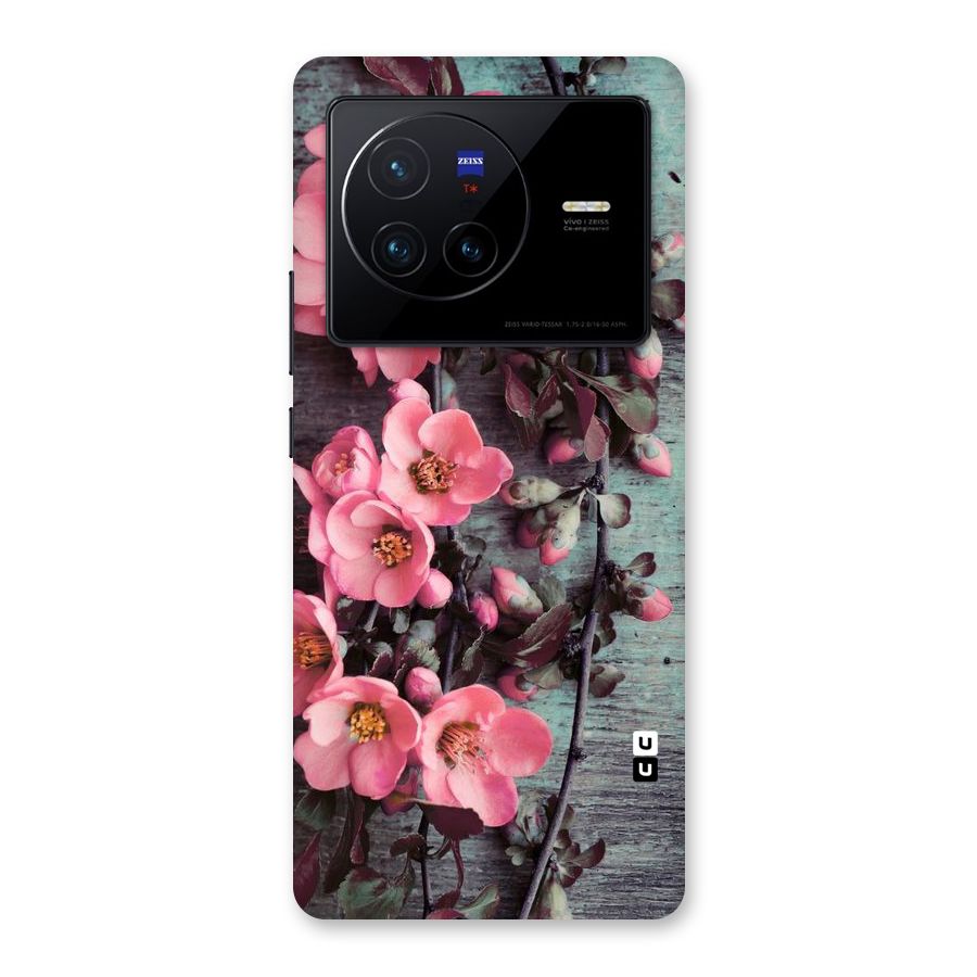 Wooden Floral Pink Back Case for Vivo X80