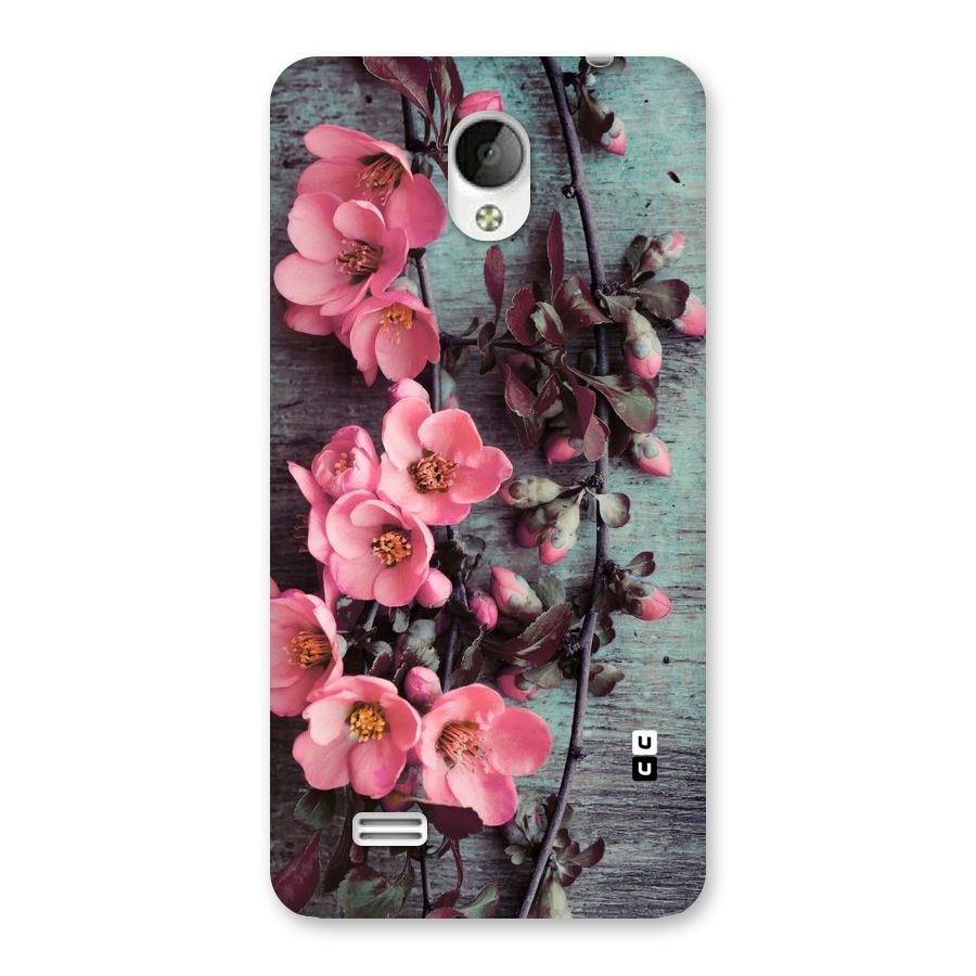 Wooden Floral Pink Back Case for Vivo Y21