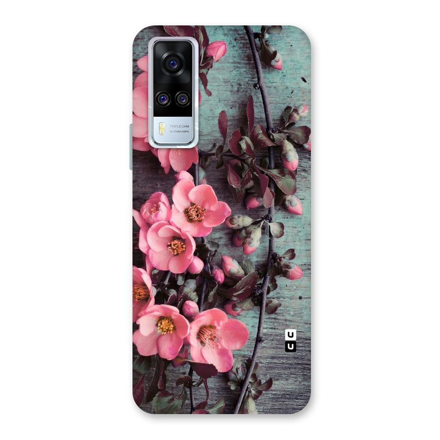Wooden Floral Pink Back Case for Vivo Y31