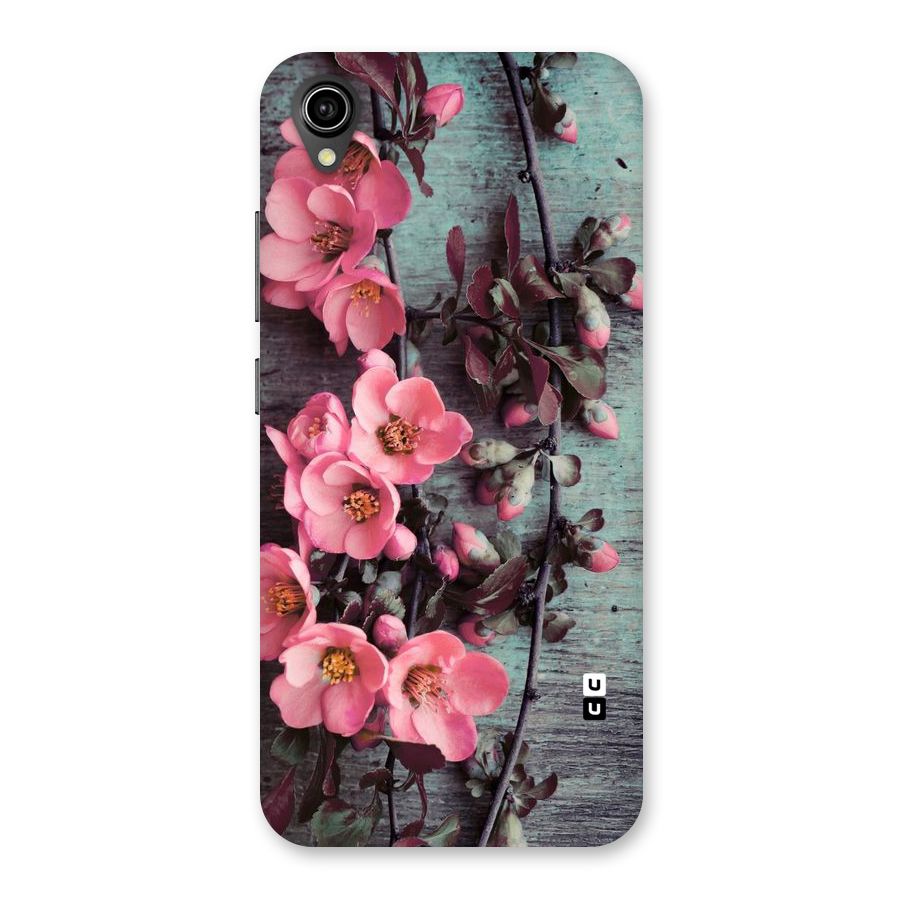 Wooden Floral Pink Back Case for Vivo Y90