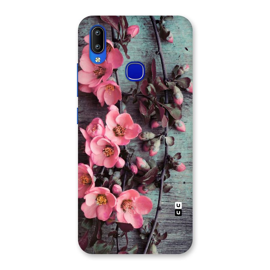 Wooden Floral Pink Back Case for Vivo Y91