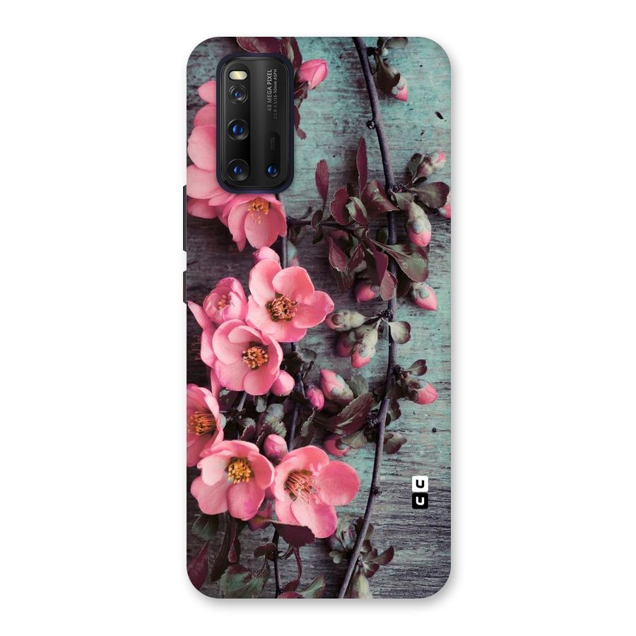 Wooden Floral Pink Back Case for Vivo iQOO 3