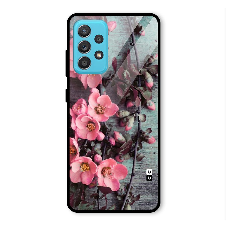 Wooden Floral Pink Glass Back Case for Galaxy A52