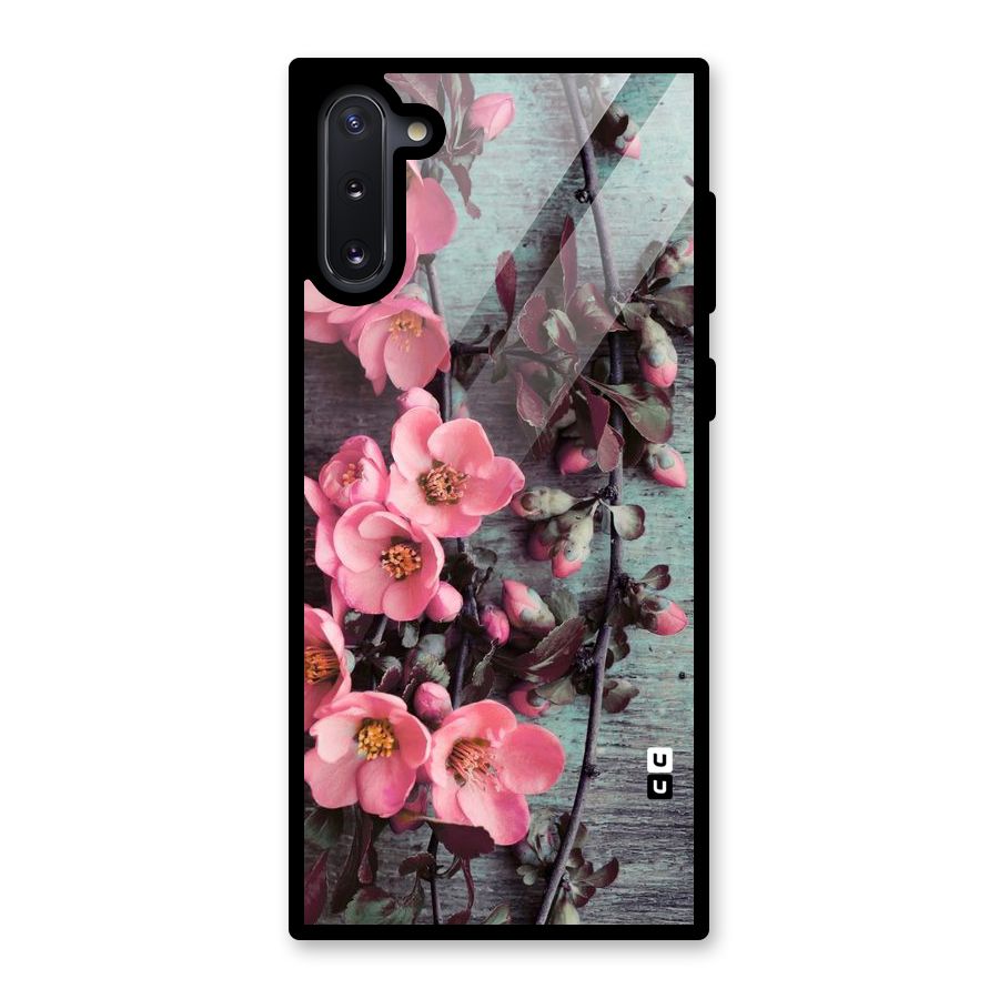 Wooden Floral Pink Glass Back Case for Galaxy Note 10
