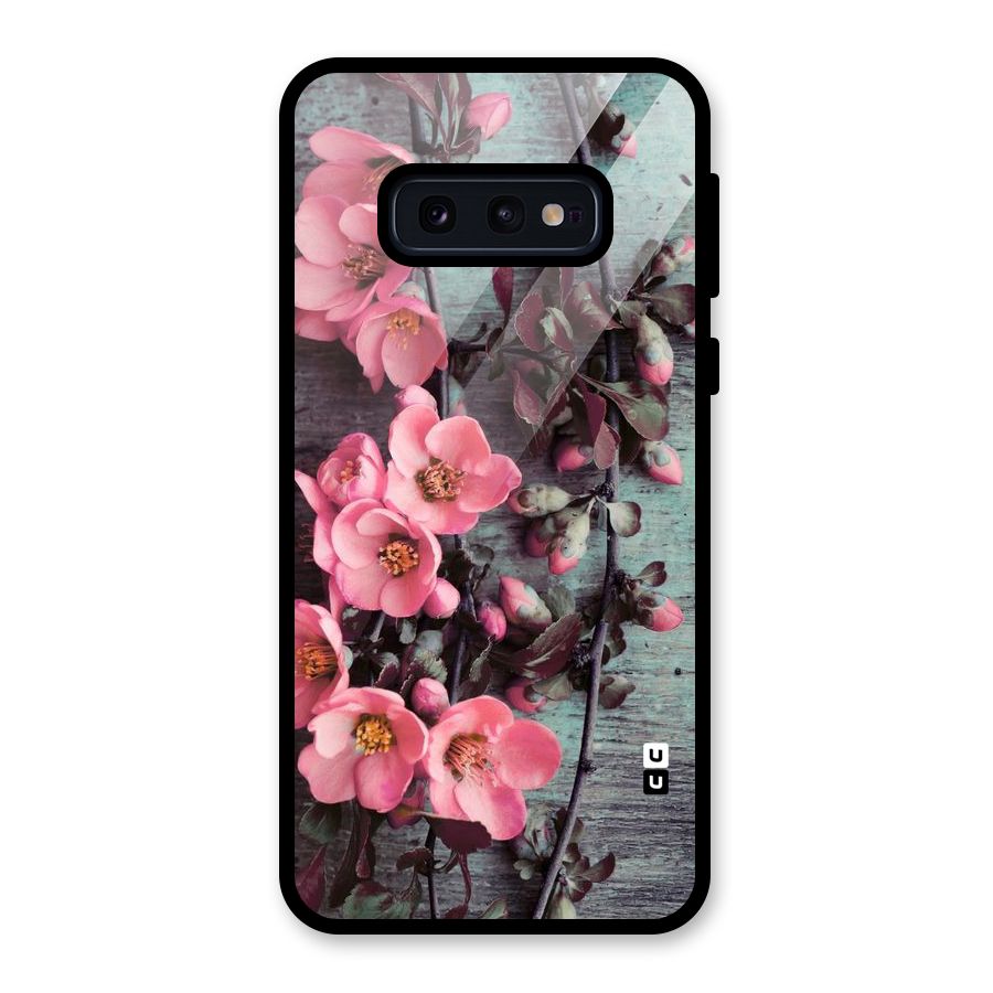 Wooden Floral Pink Glass Back Case for Galaxy S10e
