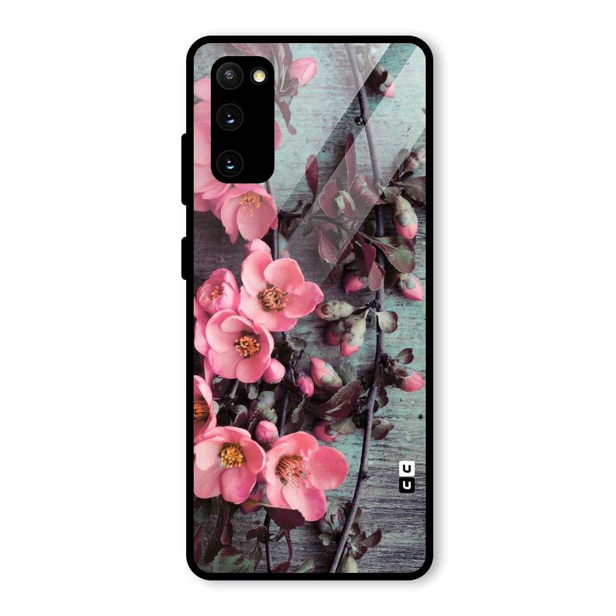Wooden Floral Pink Glass Back Case for Galaxy S20 FE