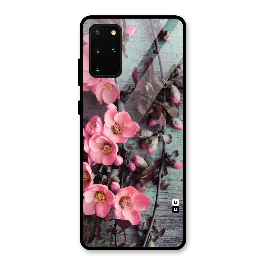 Wooden Floral Pink Glass Back Case for Galaxy S20 Plus
