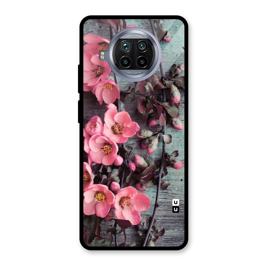 Wooden Floral Pink Glass Back Case for Mi 10i