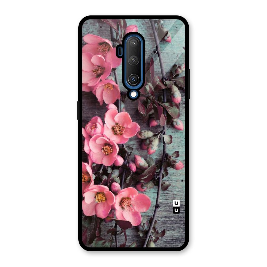 Wooden Floral Pink Glass Back Case for OnePlus 7T Pro