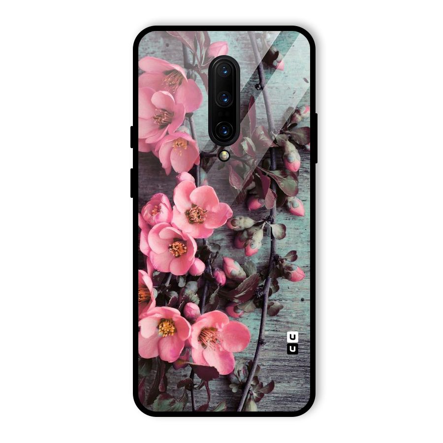 Wooden Floral Pink Glass Back Case for OnePlus 7 Pro