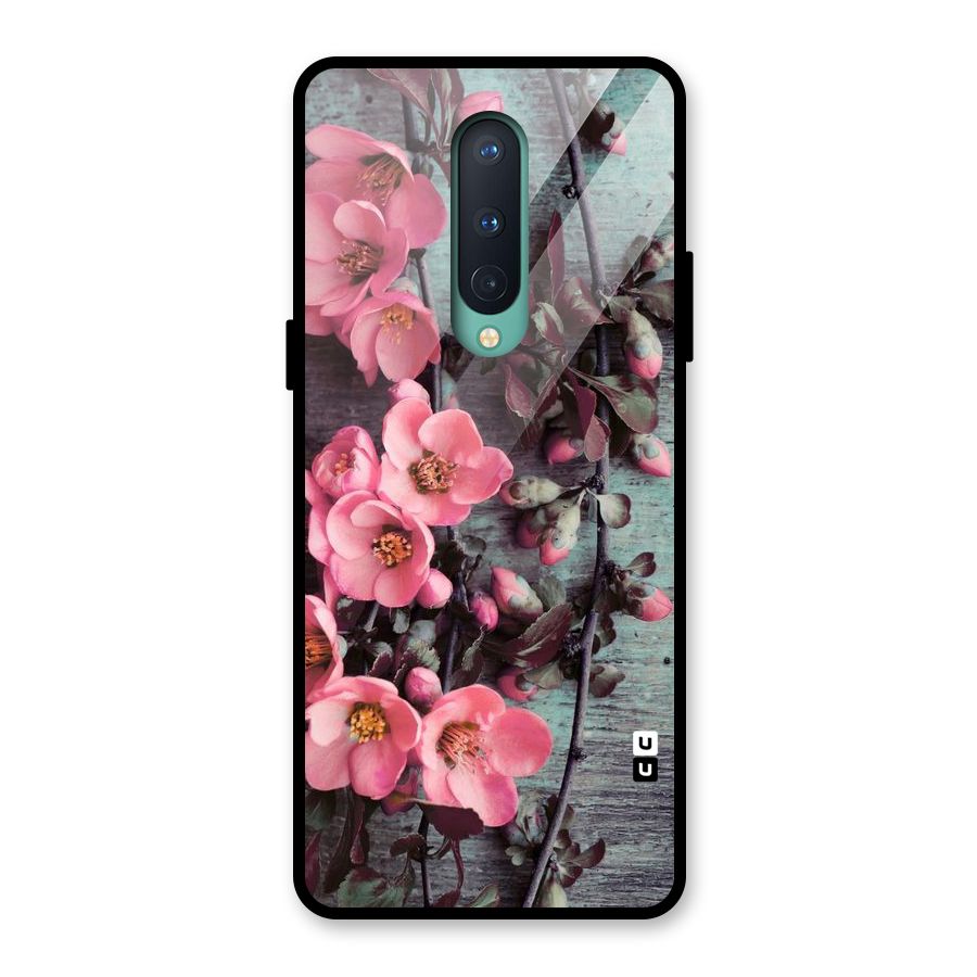 Wooden Floral Pink Glass Back Case for OnePlus 8
