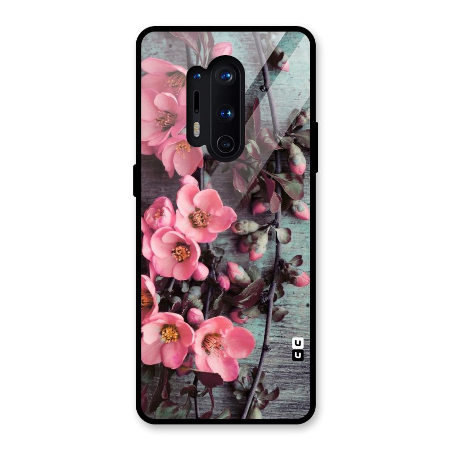 Wooden Floral Pink Glass Back Case for OnePlus 8 Pro