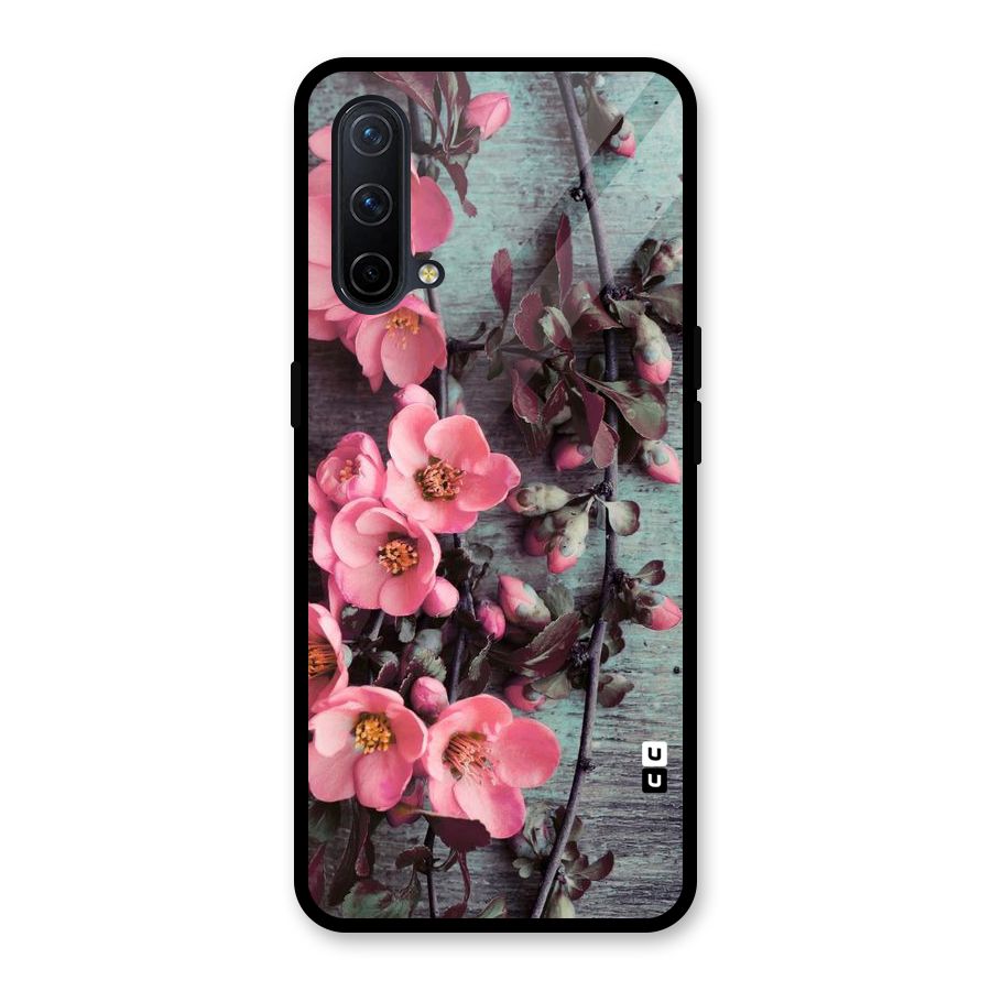 Wooden Floral Pink Glass Back Case for OnePlus Nord CE 5G