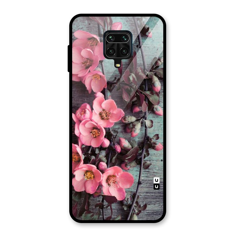 Wooden Floral Pink Glass Back Case for Poco M2 Pro