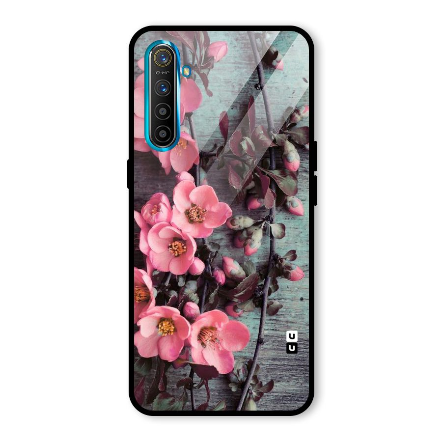 Wooden Floral Pink Glass Back Case for Realme X2