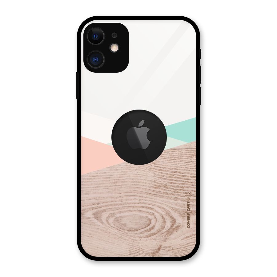 Wooden Fusion Glass Back Case for iPhone 11 Logo Cut