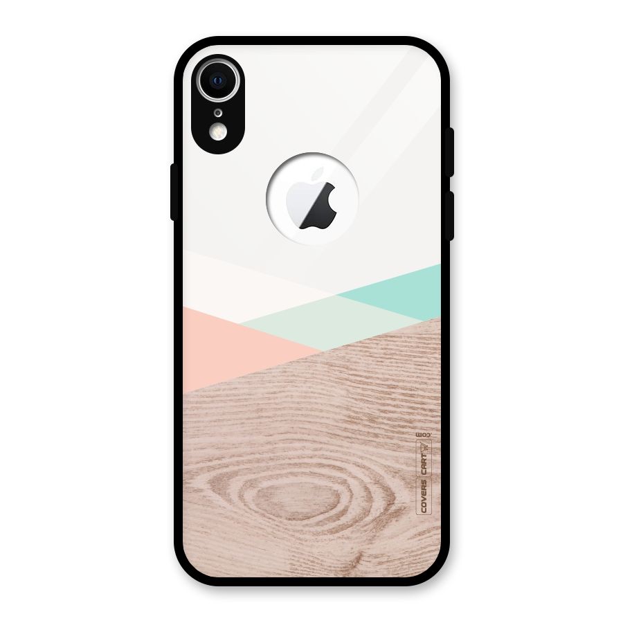 Wooden Fusion Glass Back Case for iPhone XR Logo Cut
