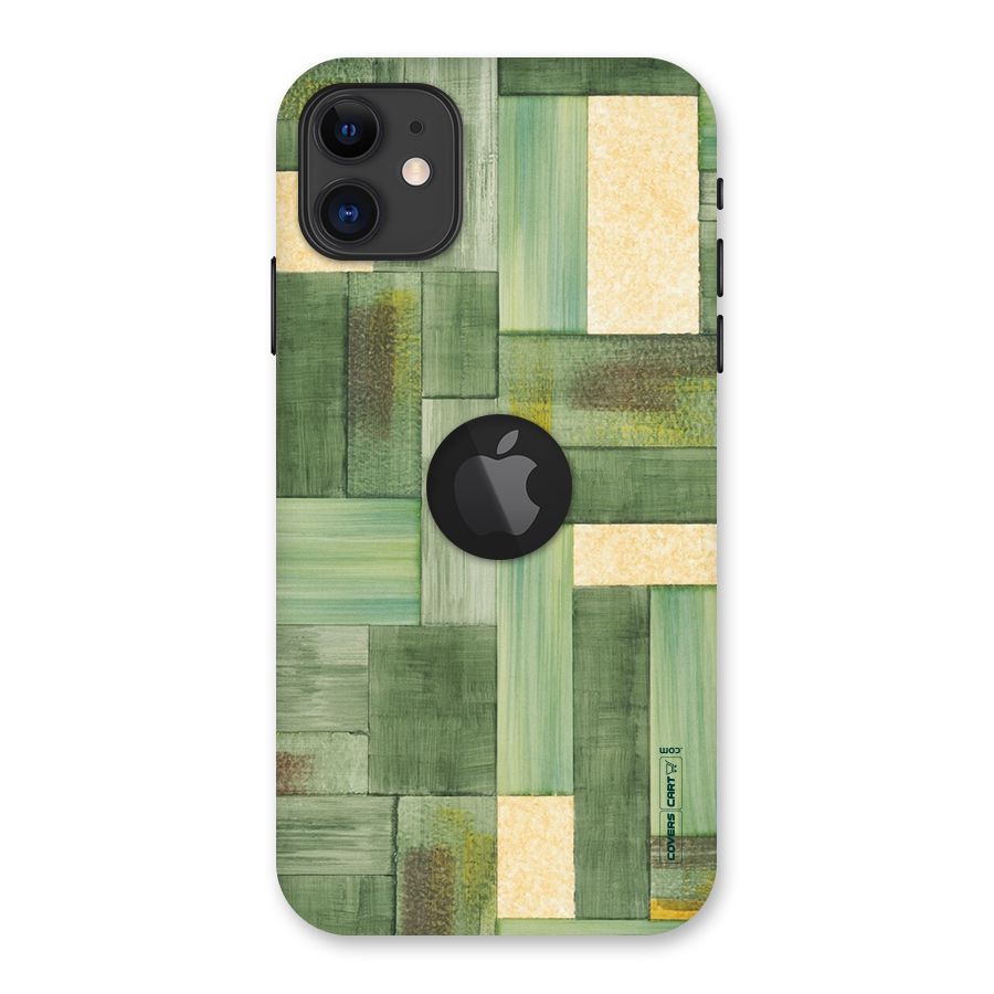 Wooden Green Texture Back Case for iPhone 11 Logo Cut