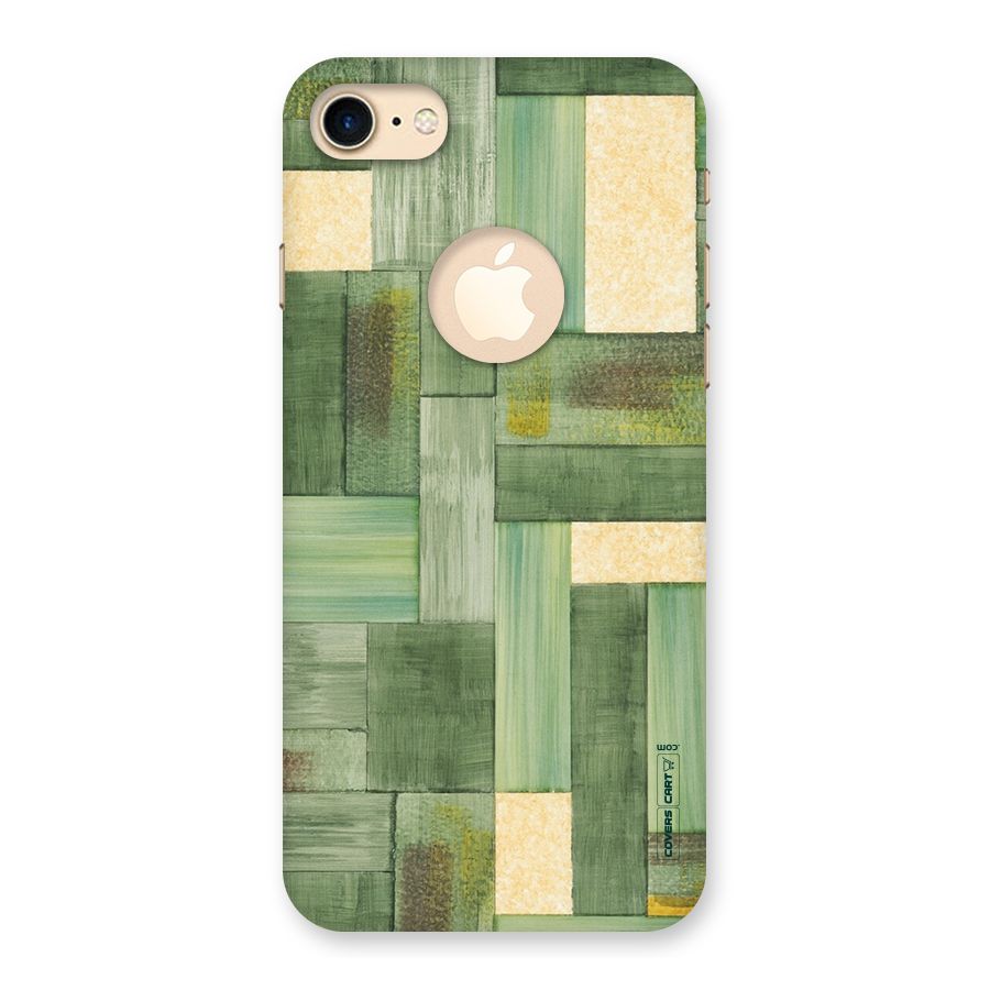 Wooden Green Texture Back Case for iPhone 8 Logo Cut