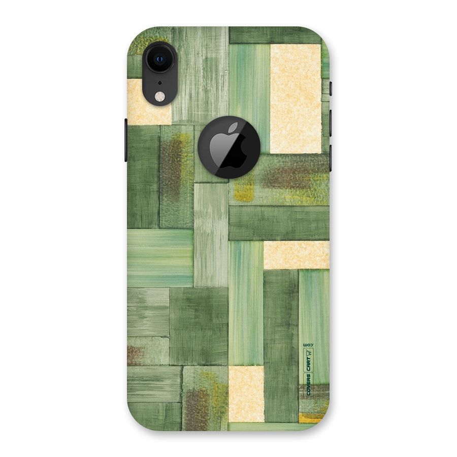 Wooden Green Texture Back Case for iPhone XR Logo Cut