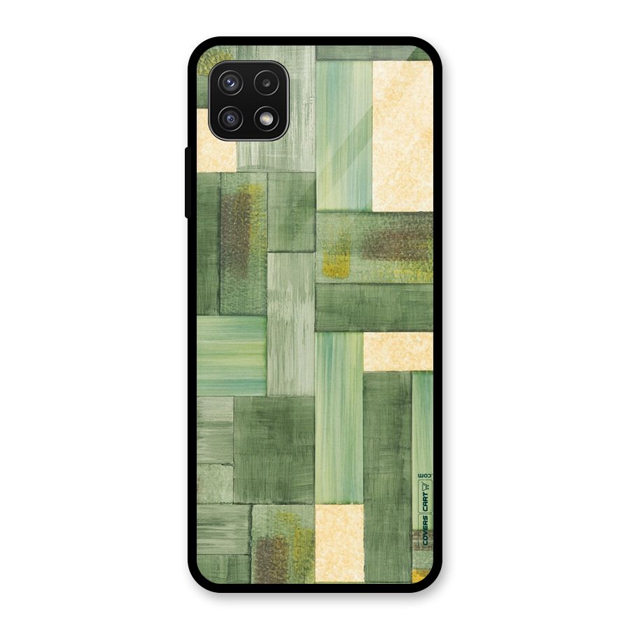 Wooden Green Texture Glass Back Case for Galaxy A22 5G