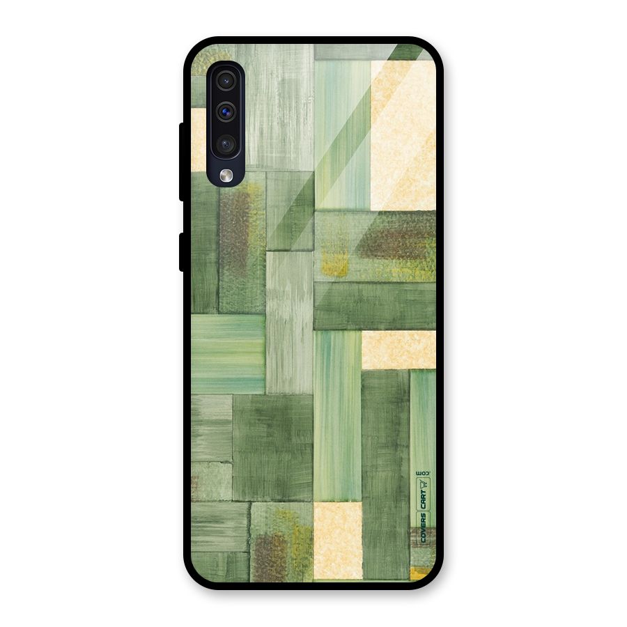 Wooden Green Texture Glass Back Case for Galaxy A50