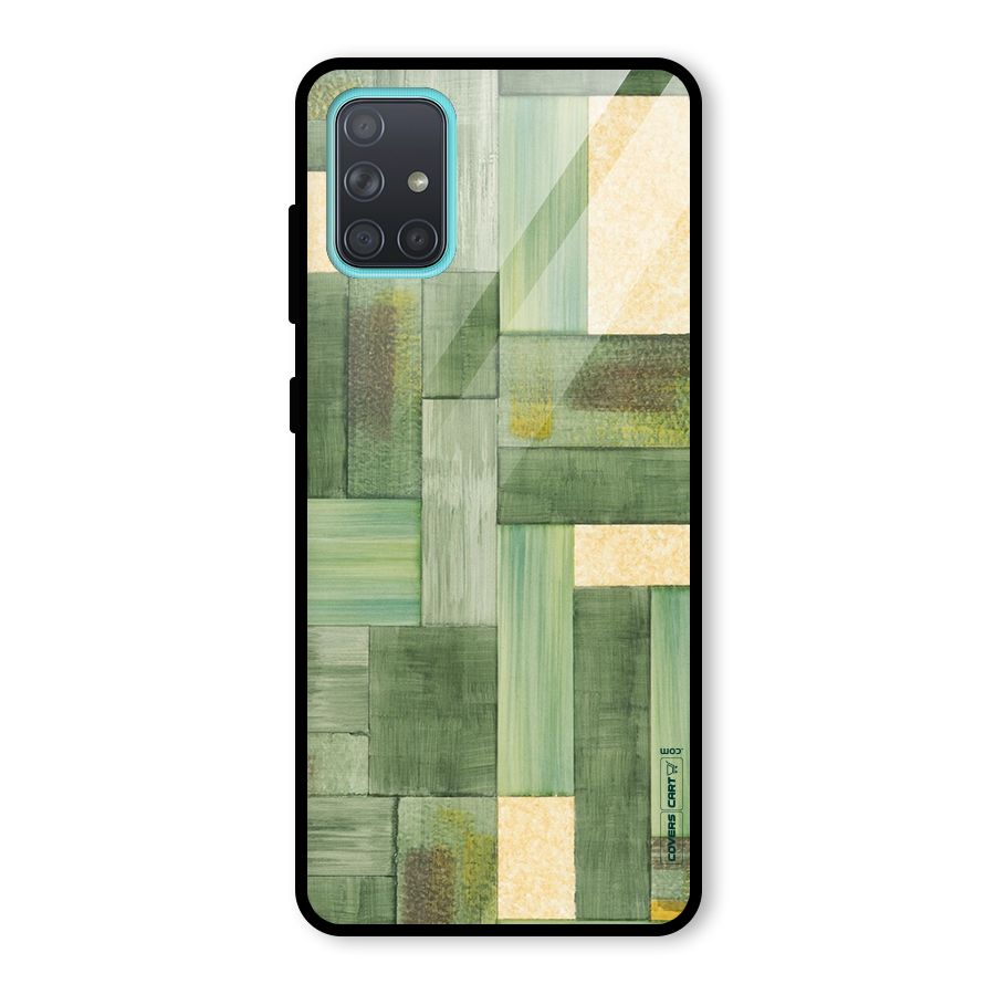 Wooden Green Texture Glass Back Case for Galaxy A71
