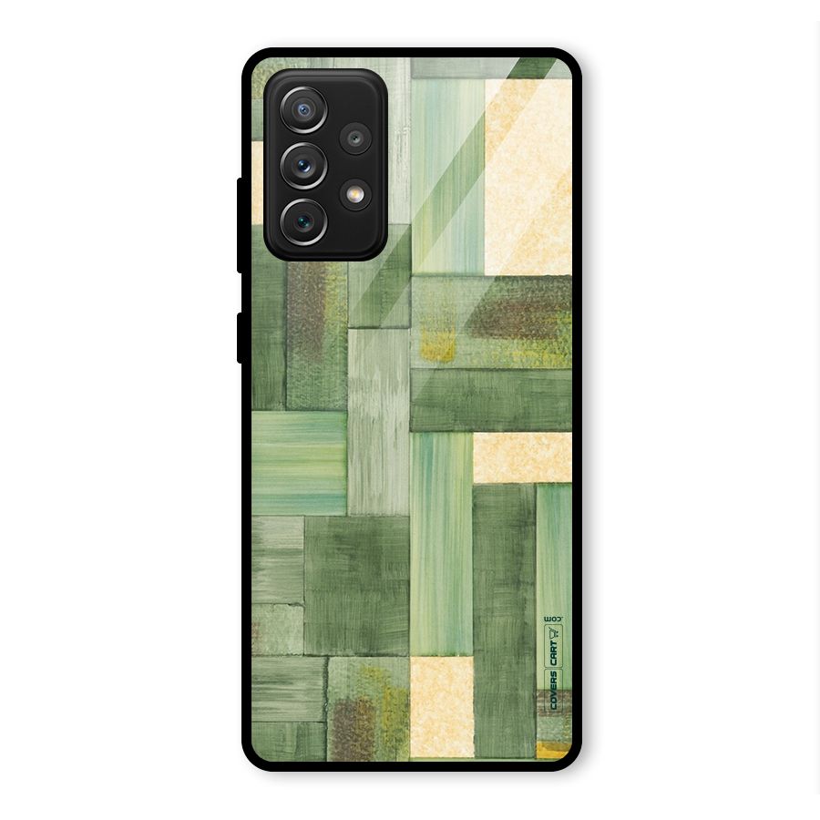 Wooden Green Texture Glass Back Case for Galaxy A72