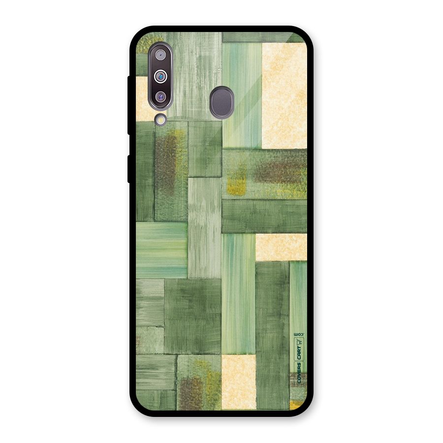 Wooden Green Texture Glass Back Case for Galaxy M30