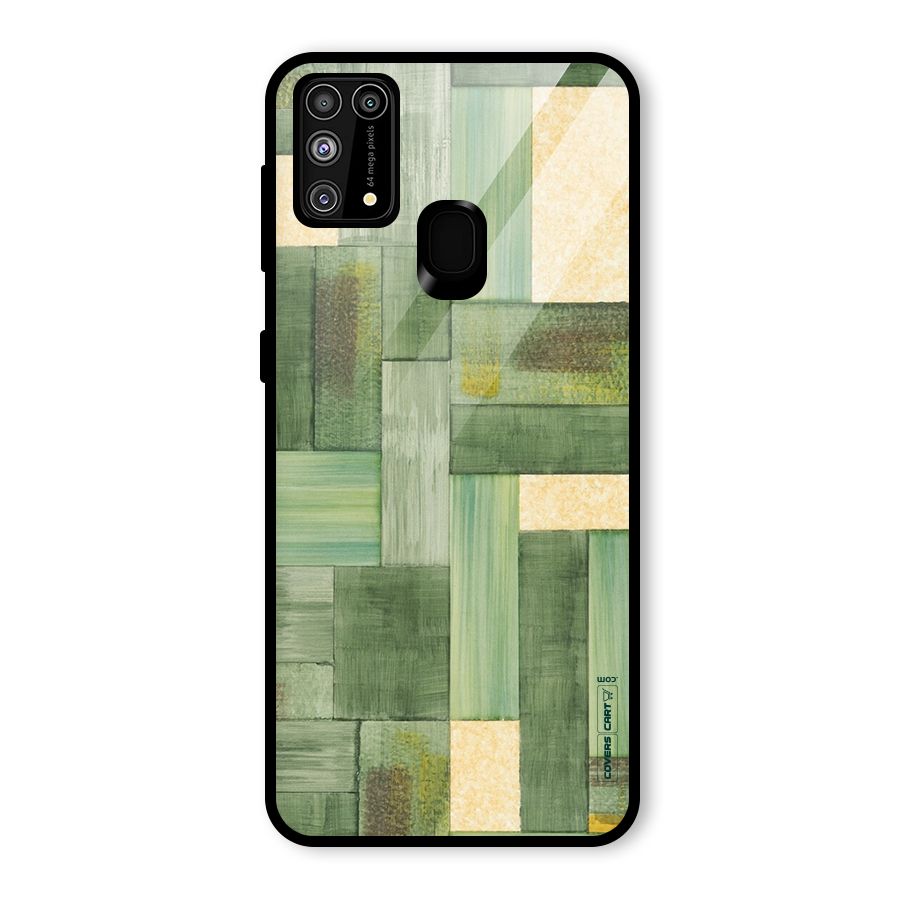 Wooden Green Texture Glass Back Case for Galaxy M31