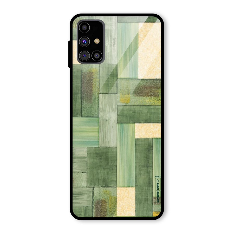 Wooden Green Texture Glass Back Case for Galaxy M31s
