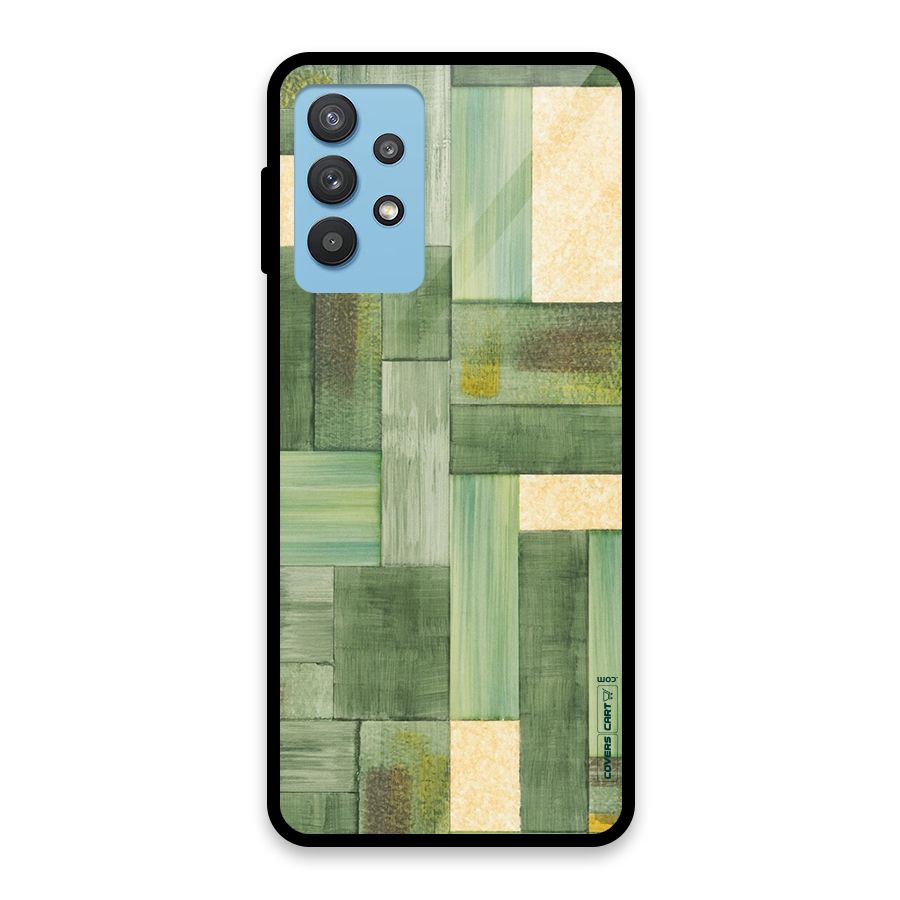 Wooden Green Texture Glass Back Case for Galaxy M32 5G