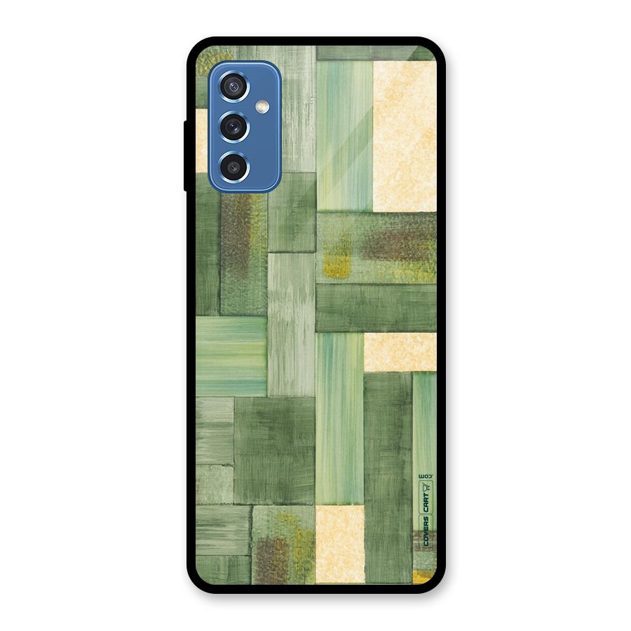 Wooden Green Texture Glass Back Case for Galaxy M52 5G