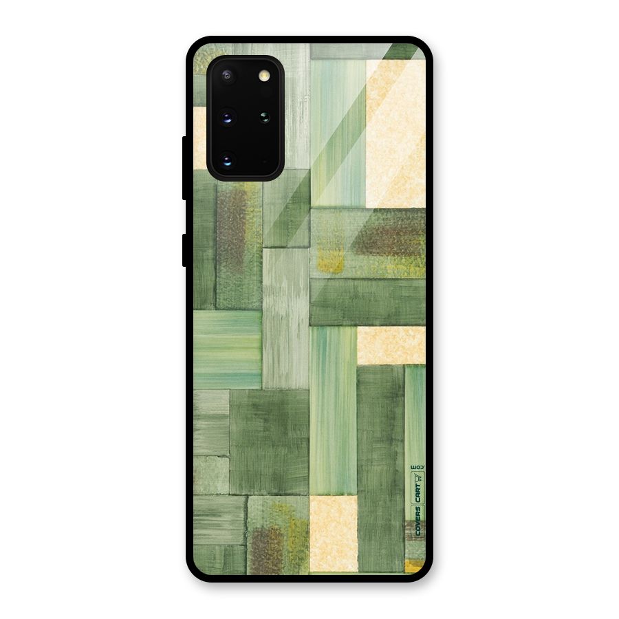 Wooden Green Texture Glass Back Case for Galaxy S20 Plus