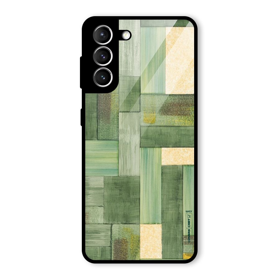 Wooden Green Texture Glass Back Case for Galaxy S21 5G