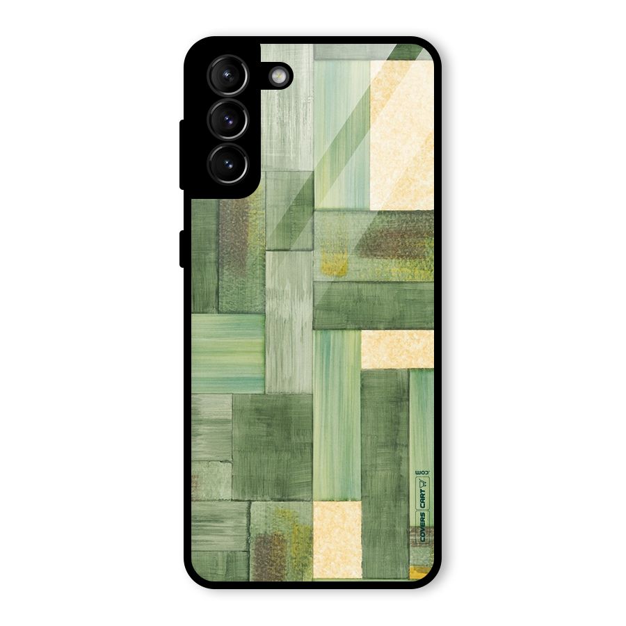 Wooden Green Texture Glass Back Case for Galaxy S21 Plus