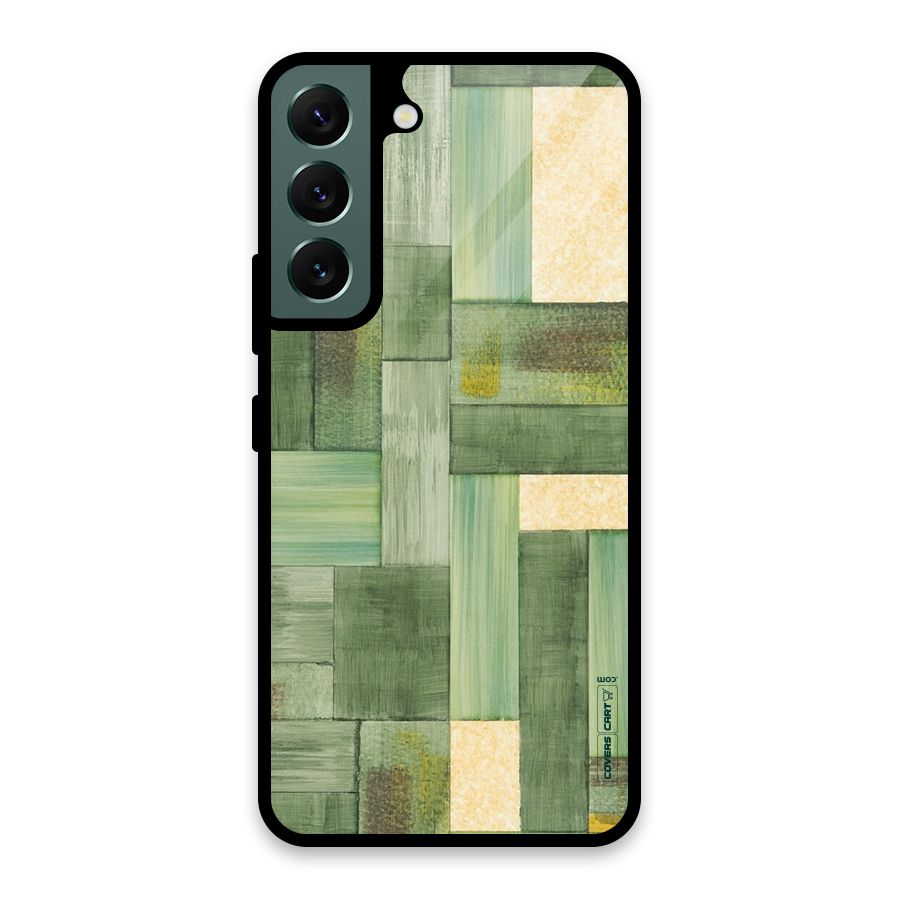 Wooden Green Texture Glass Back Case for Galaxy S22 5G