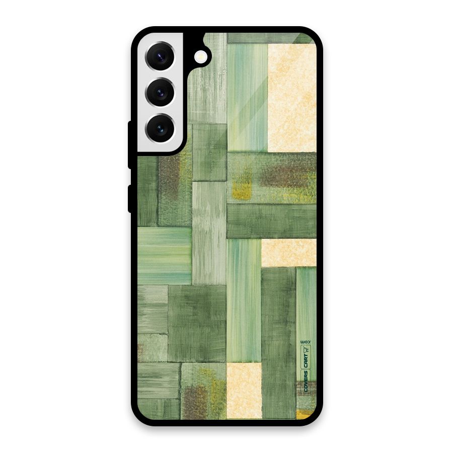 Wooden Green Texture Glass Back Case for Galaxy S22 Plus 5G