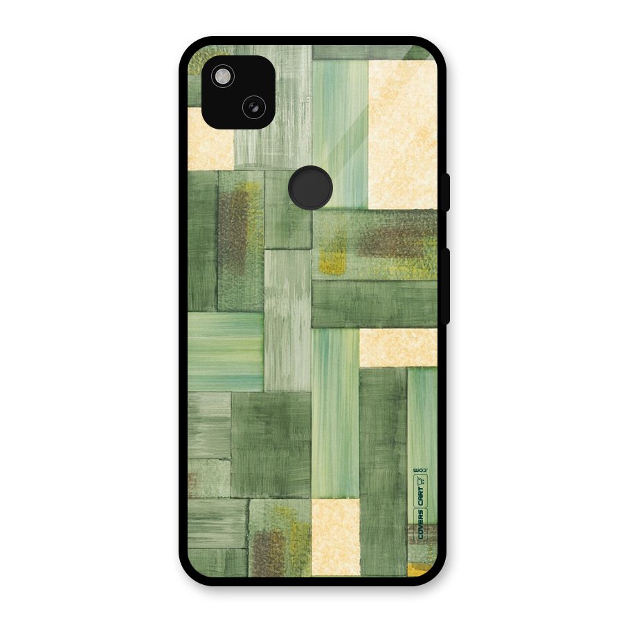 Wooden Green Texture Glass Back Case for Google Pixel 4a