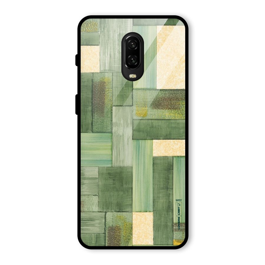 Wooden Green Texture Glass Back Case for OnePlus 6T