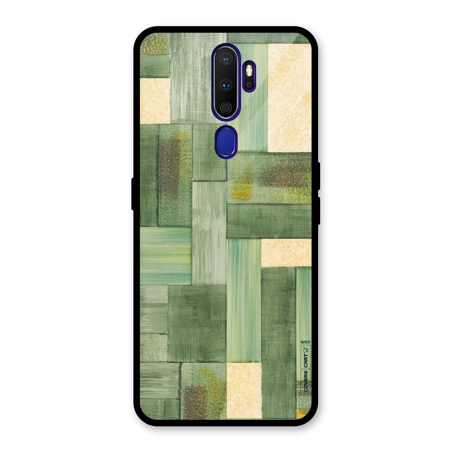 Wooden Green Texture Glass Back Case for Oppo A9 (2020)