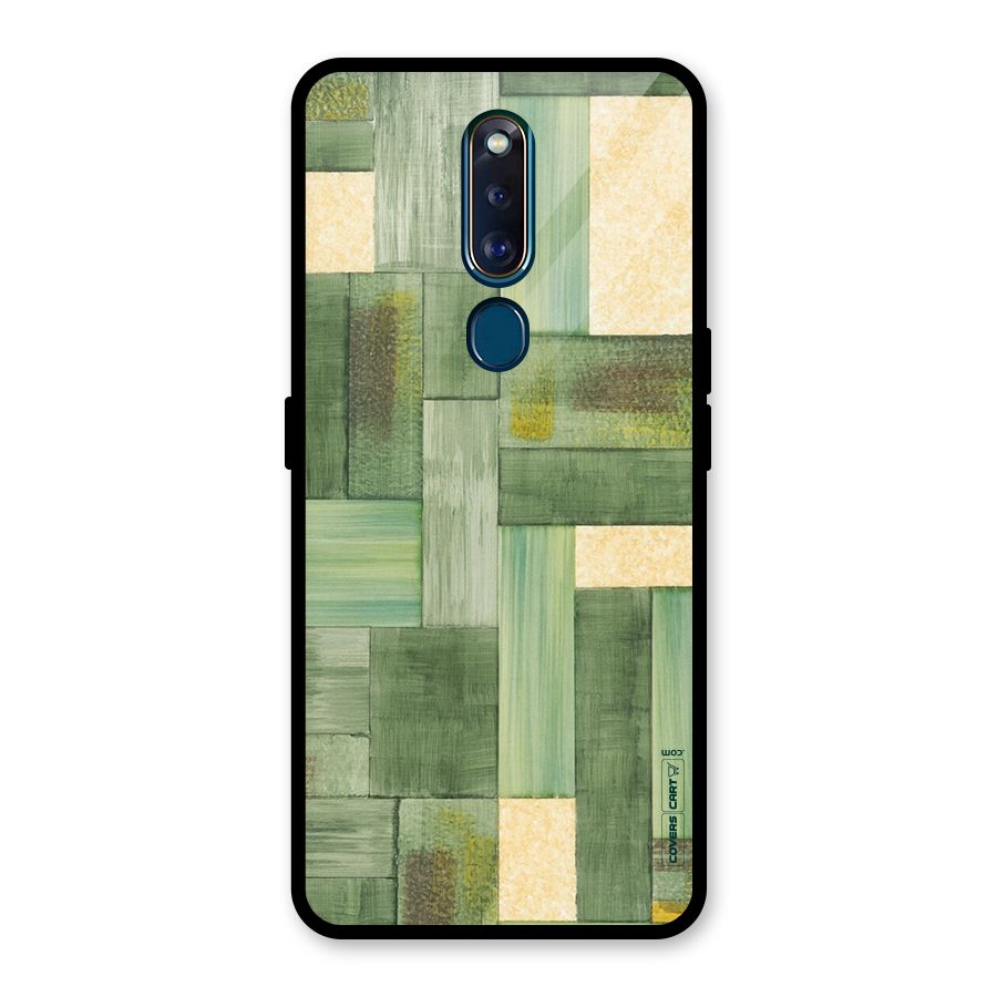 Wooden Green Texture Glass Back Case for Oppo F11 Pro