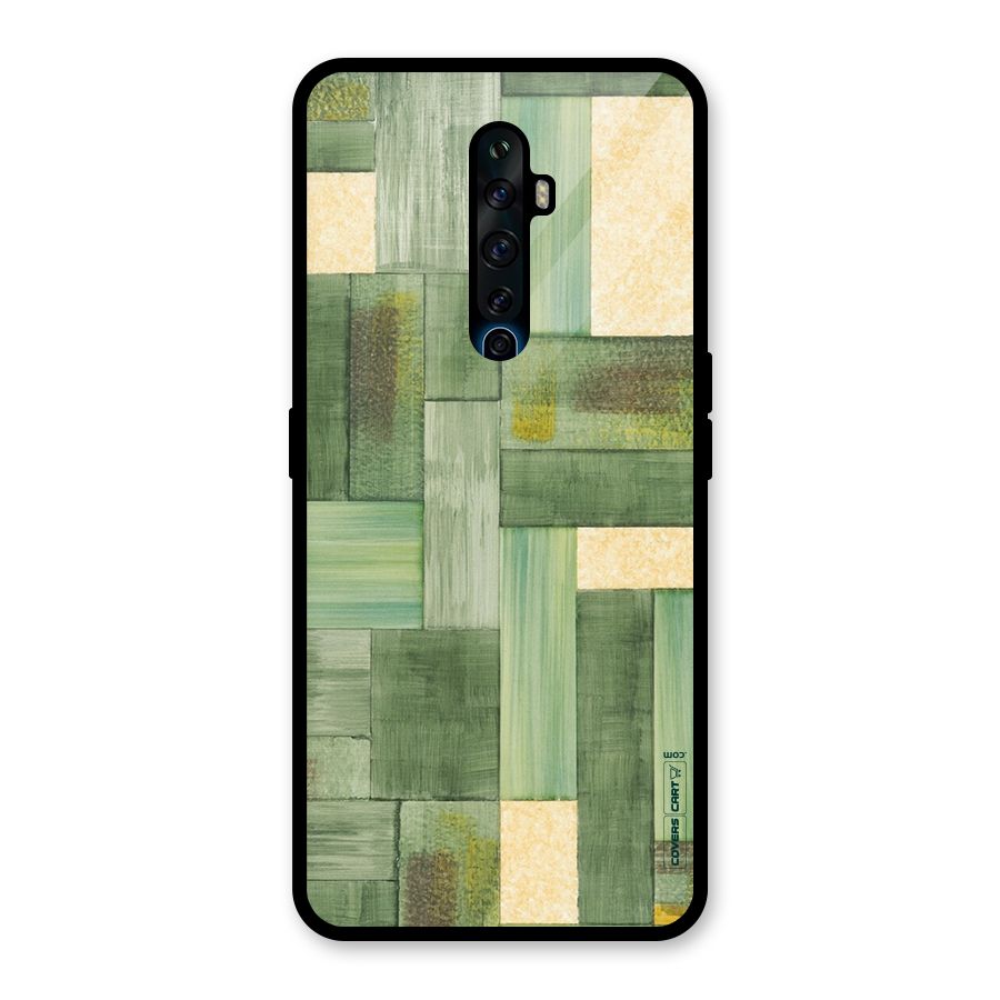Wooden Green Texture Glass Back Case for Oppo Reno2 F