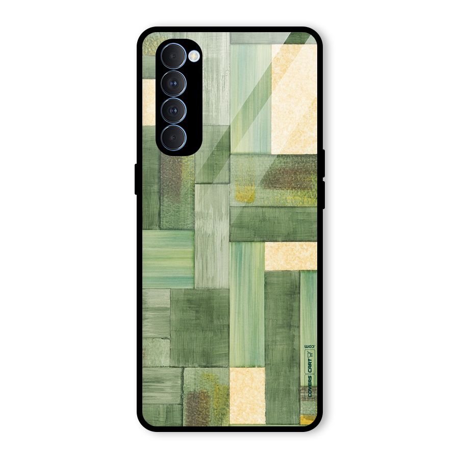 Wooden Green Texture Glass Back Case for Oppo Reno4 Pro
