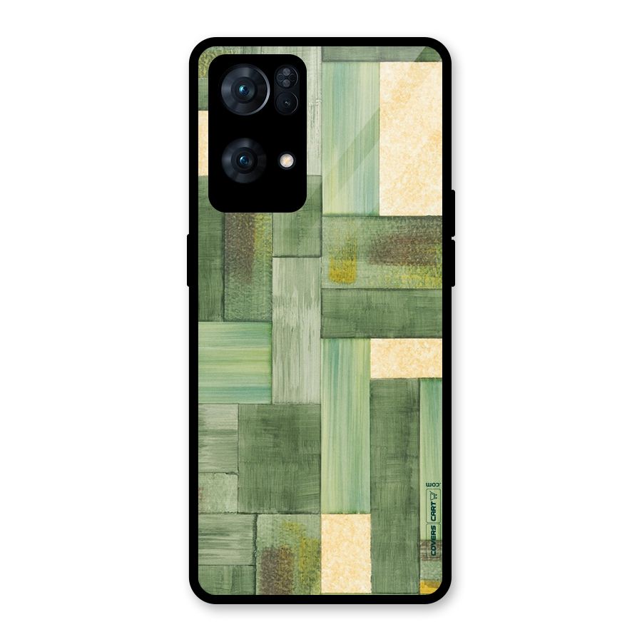 Wooden Green Texture Glass Back Case for Oppo Reno7 Pro 5G