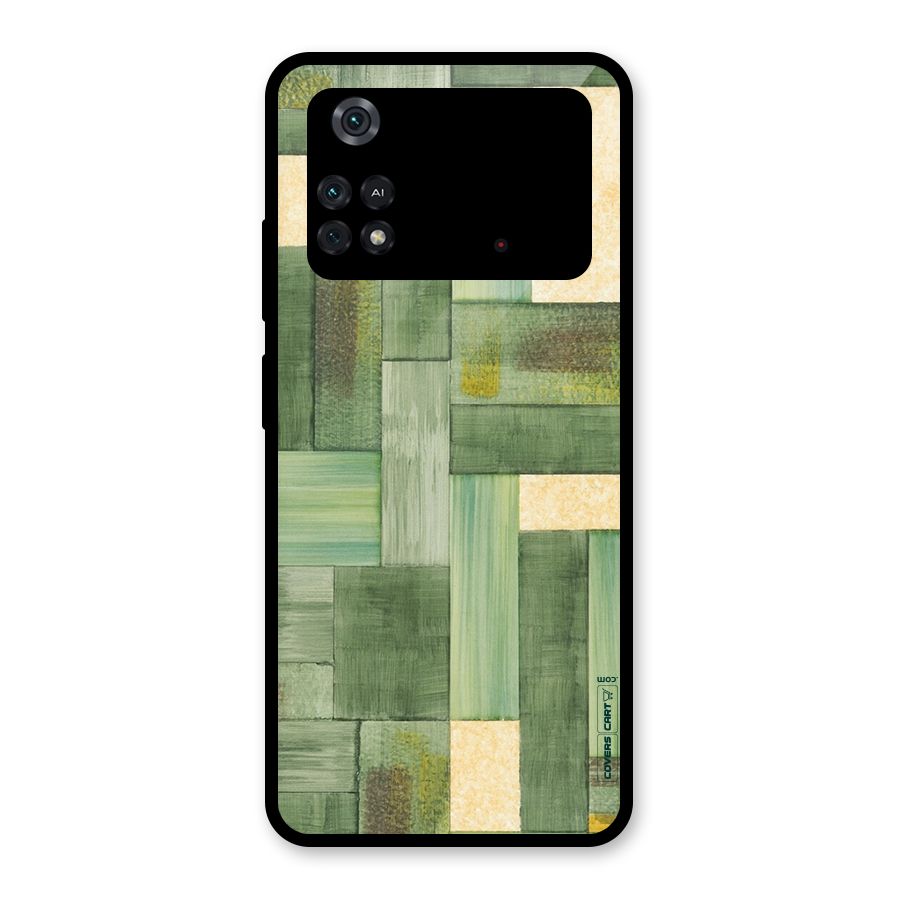 Wooden Green Texture Glass Back Case for Poco M4 Pro 4G