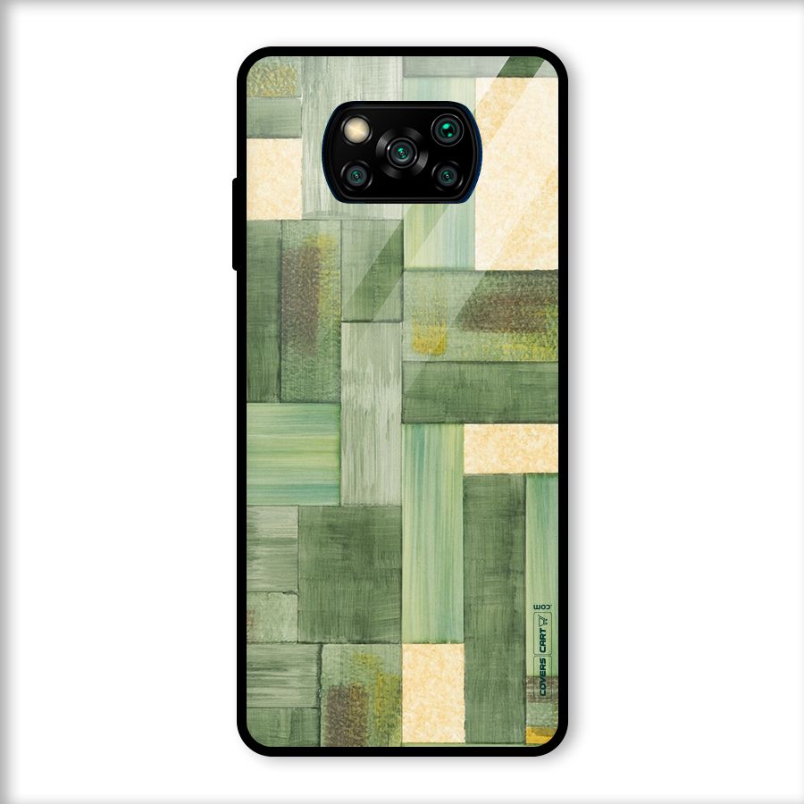Wooden Green Texture Glass Back Case for Poco X3