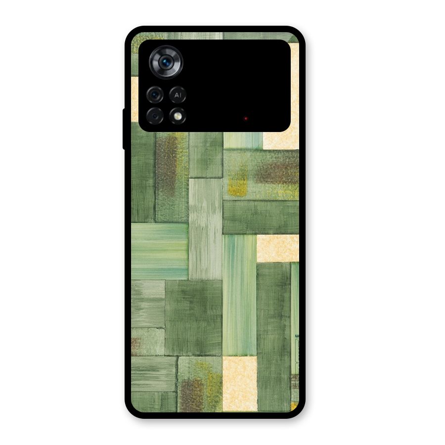 Wooden Green Texture Glass Back Case for Poco X4 Pro 5G